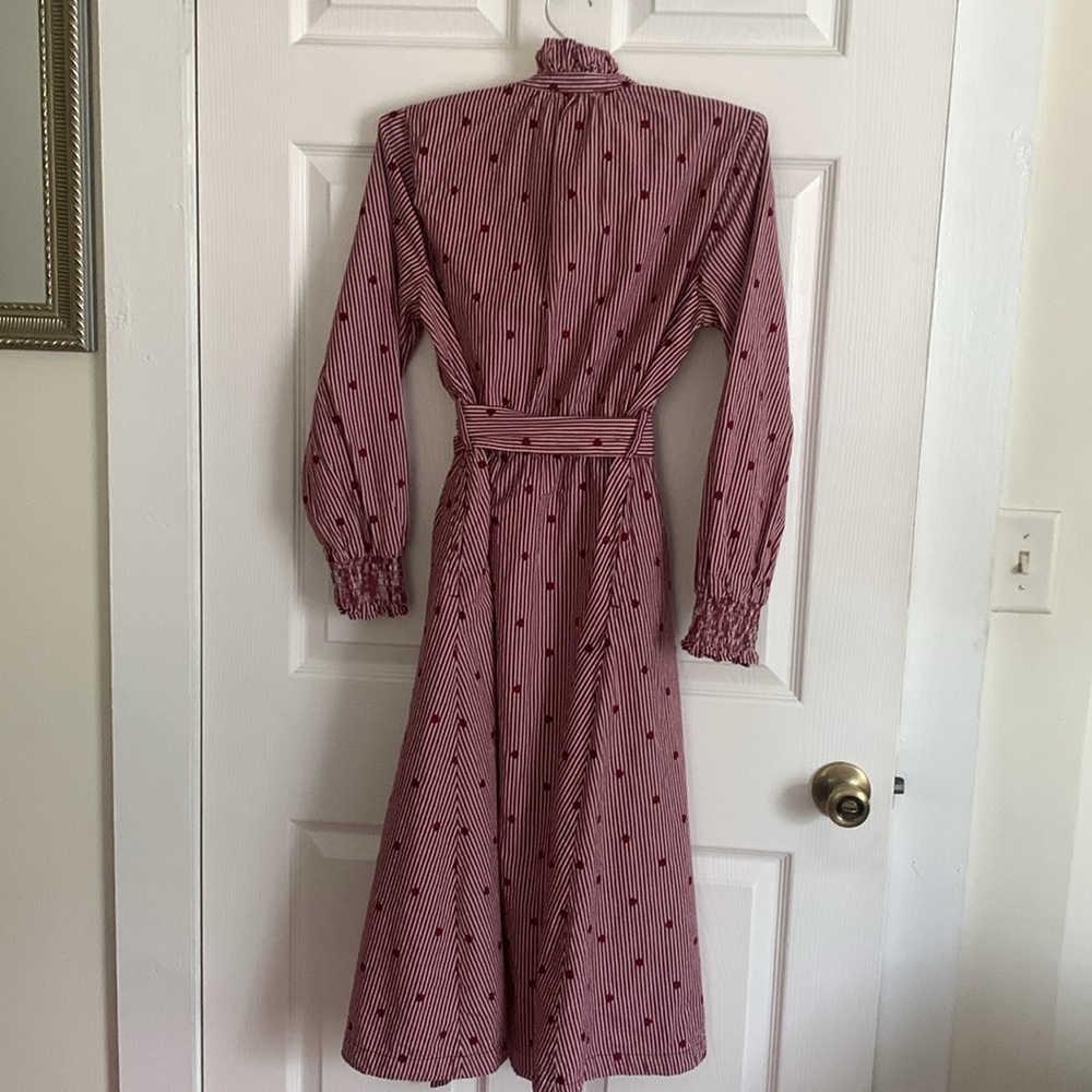 Free Assembly Polka Dot & Stripes Maroon Dress Size Small - Picture 2 of 8